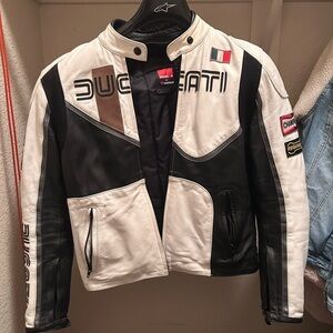 Ducati Women's Black and White Leather Jacket